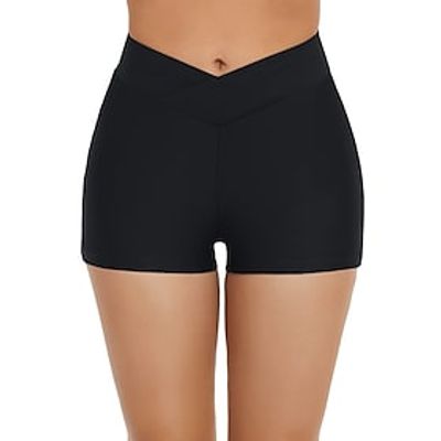 Dames Zwemkleding Bikinibroek Normaal Zwempak Effen Kleur Snel Drogend Zwart Marineblauw Badpakken Zomer Sportief