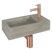 WC Fontein Hura Rechte Kraan | Fonteinset met Betonnen Wastafel Koperen Kraan