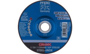 PFERD 69901759 E 150-7 CERAMIC SGP STEELOX Afbraamschijf gebogen Diameter 150 mm Boordiameter 22.23 mm RVS, Staal 10 stuk(s)