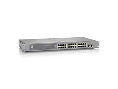 LevelOne FGP-2410 - Switch - onbeheerd - 24 x 10/100 (PoE) + 2 x Gigabit SFP-combinatie - desktop, rack-uitvoering - PoE