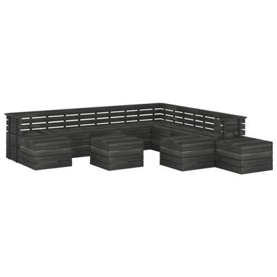 vidaXL 12-delige Loungeset pallet massief grenenhout donkergrijs vidaXL 12-delige Loungeset pallet massief grenenhout donkergrijs