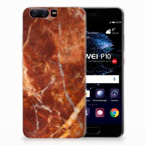 Huawei P10 TPU Siliconen Hoesje Marmer Bruin