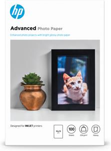 HP Advanced Photo-papier, glanzend, 250 g/m2, 10 x 15 cm (101 x 152 mm), 100 vellen