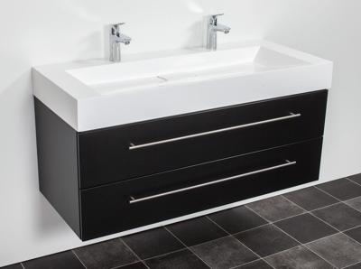 Saniclear Design wastafelmeubel 120cm 2 kraangaten zijdeglans zwart Saniclear Design wastafelmeubel 120cm 2 kraangaten zijdeglans zwart