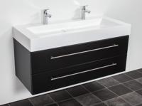 Saniclear Design wastafelmeubel 120cm 2 kraangaten zijdeglans zwart