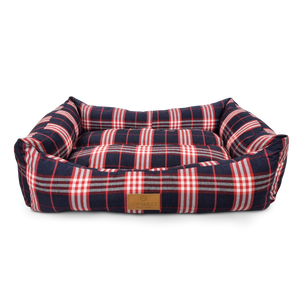 Topmast Dänish Hondenmand - Tartan Blauw & Rood - Medium - 62 x 44 x 22 cm