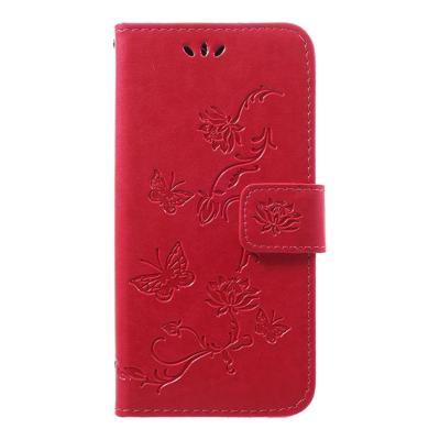 Shop4 - Samsung Galaxy A40 Hoesje - Wallet Case Bloemen Vlinder Rood Shop4 - Samsung Galaxy A40 Hoesje - Wallet Case Bloemen Vlinder Rood