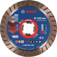 Bosch Professional 1x EXPERT MultiMaterial Turbo X-LOCK Diamantdoorslijpschijf (voor Beton, Baksteen, Dakpannen, Zachte stehen, Ø 125 x 22,23 mm, Accessoires Haakse Slijper)