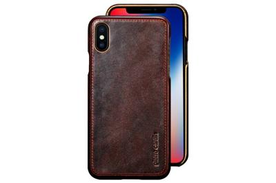 Pierre Cardin echt lederen hardcase hoes iPhone X / XS coffee