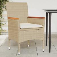 Tuinstoelen 2 st met kussens poly rattan beige - thumbnail