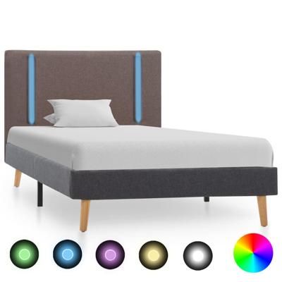 vidaXL Bedframe met LED stof taupe en donkergrijs 90x200 cm