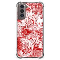 Extreme Case Samsung Galaxy S21 Angel Skull Rood - thumbnail