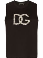 Dolce & Gabbana débardeur à logo Interlock strassé - Noir