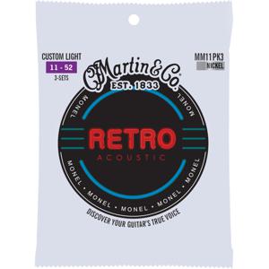 Martin Strings MM11PK3 Retro Nickel 3-Pack Custom Light 11-52 snarensets voor westerngitaar (3 sets)