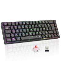 The G-Lab - Keyz Titanium WL – draadloos gamingtoetsenbord 65% AZERTY – mechanisch toetsenbord, rode schakelaar, RGB 100% aanpasbaar, programmeerbare macro's, draadloos gamer-toetsenbord, pc, PS4,