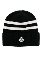 Moncler logo-patch knitted beanie - Noir