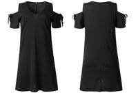 T-shirt jurk met open schouders nu in de sale