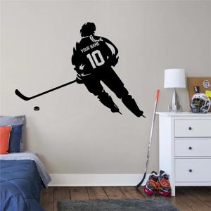 Muurstickers - Hockey Girl Player / Gepersonaliseerde naam en nummer / 02