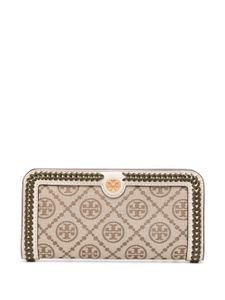 Tory Burch portefeuille T Monogram en jacquard - Tons neutres