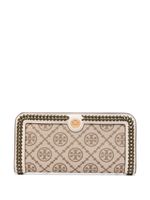 Tory Burch portefeuille T Monogram en jacquard - Tons neutres