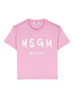 MSGM Kids t-shirt en coton à logo imprimé - Rose