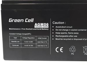 Green Cell AGM06 Loodaccu 12 V 9 Ah Loodvlies (AGM) (b x h x d) 151 x 95 x 65 mm Kabelschoen 6.35 mm Cyclusbestendig, Onderhoudsvrij