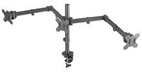 Manhattan TV & Monitor Mount, Bureau, Double-Link Arms, 3 schermen, Schermmaten: 10-27 inch, Zwart, Klemmontage, Triple Screen, VESA 75x75 tot 100x100mm, Max 7kg (elk), Levenslange garantie