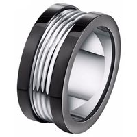 Mendes mannen ring Edelstaal Groeven Zilver Zwart-21.5mm