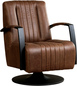 Bruine leren industriële draaifauteuil Galaxy - staal zwart frame met schotelvoet - Vintage Leer Brown (bruin leer)