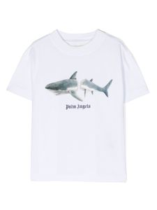 Palm Angels Kids t-shirt en coton biologique à imprimé requin - Blanc