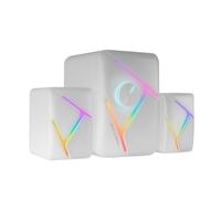 Mars Gaming MS-H21, RGB 2.1 Gaming Luidsprekers en Subwoofer 35W, Inverted 3D Surround Driver- Systeem, Compacte Luidsprekers met RGB Dynamische Verlichting, USB Voeding 3,5mm Jack Connector, Wit