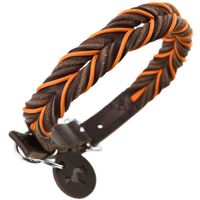 Hunter Solid Education Bruin, Oranje Leer M Hond Standaard halsband - thumbnail