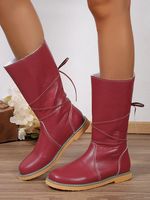 Comfortable Soft Lightweight Lace Up Chunky Heel Boots Footwear