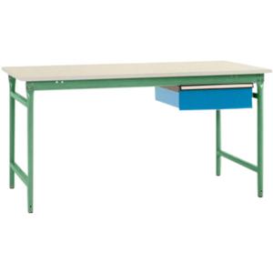 Manuflex BB5231.6011 Compleet bijzettafel basis stationair met melamine schijf + enkele lade, bxdxh: 1000 x 800 x 780 mm Reseda groen (RAL 9010)