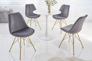 Design stoel SCANDINAVIA MEESTERSTUK donkergrijs fluweel gouden poten - 42186