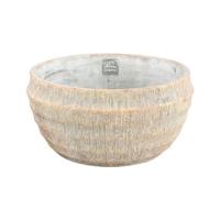 PTMD Sary Cream cement pot minimal stripe rib bowl L