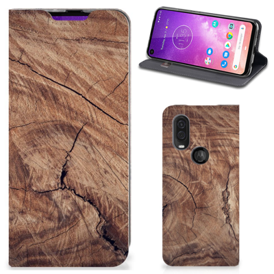 Motorola One Vision Book Wallet Case Tree Trunk
