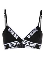 Moschino logo-tape detail stretch-cotton bra - Noir