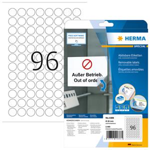 HERMA Etiketten wit Movables/verwijd. Ø 20 A4 2400 st.