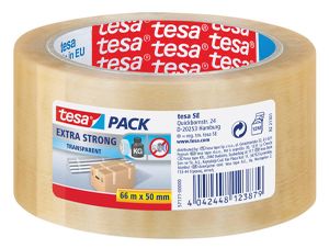 Tesa verpakkingsplakband Extra Strong, ft 50 mm x 66 m, PVC, transparant