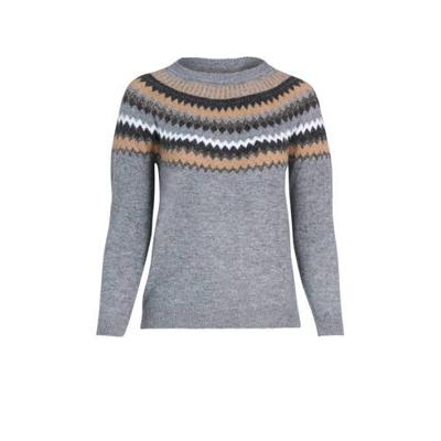 Paprika gebreide trui met printopdruk en glitters grijs/zwart/beige