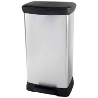 Curver Deco bin metalics 254620 Afvalbak 46 l (b x h x d) 407 x 749 x 307 mm Zilver, Zwart 1 stuk(s) - thumbnail