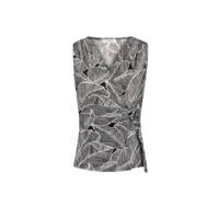 Morgan top met bladprint en overslag detail zwart/ wit