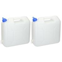 Jerrycan voor water - 2x - 5 liter - Kunststof - met kraantje en dop