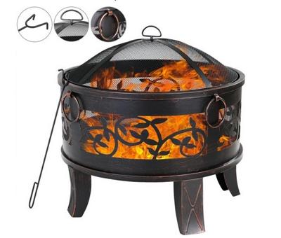 Vuurkorf - Ø67 x 65 cm - Incl. pook en vonkenrooster - Zwart Vuurkorf - Ø67 x 65 cm - Incl. pook en vonkenrooster - Zwart