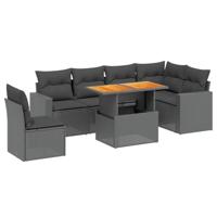 vidaXL 7-delige Loungeset met kussens poly rattan zwart, tuinset, tuinmeubel, terrasset, tuinbank, terrasmeubel, loungebank, loungeset tuin