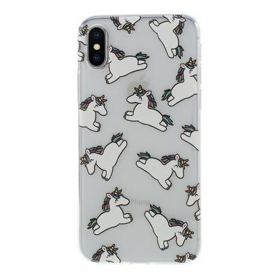 Shop4 - iPhone Xs Hoesje - Zachte Back Case Unicorn Transparant