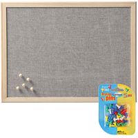 Prikbord incl. 25x punaises gekleurd - textiel - 40 x 60 cm - lichtgrijs