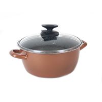 Rvs rose kookpan/pan met glazen deksel 20 cm 3 liter - thumbnail