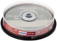 Philips DVD-RW blanco (4,7 GB data/120 minuten video, 1-4x speed opname, 10 spindel)